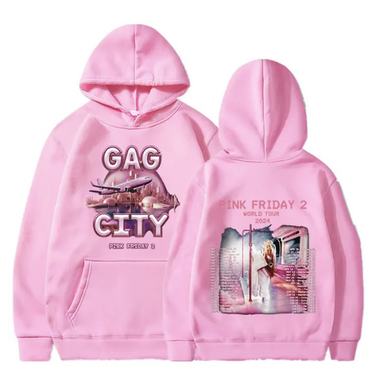 Nicki Minaj Hoodie Gag City Pink Friday 2 World Tour 2024 Sweatshirts Men Women's Fashion Hip Hop Oversized Hoodies Streetwear